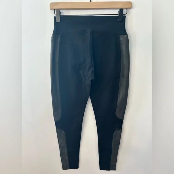 Spanx Women’s Black Faux Leather Panel Ponte Leggings, Size Small - Picture 10 of 13